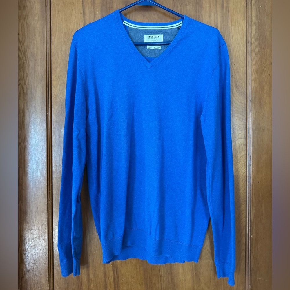 McNeal Cotton Blue V-Neck Sweater
